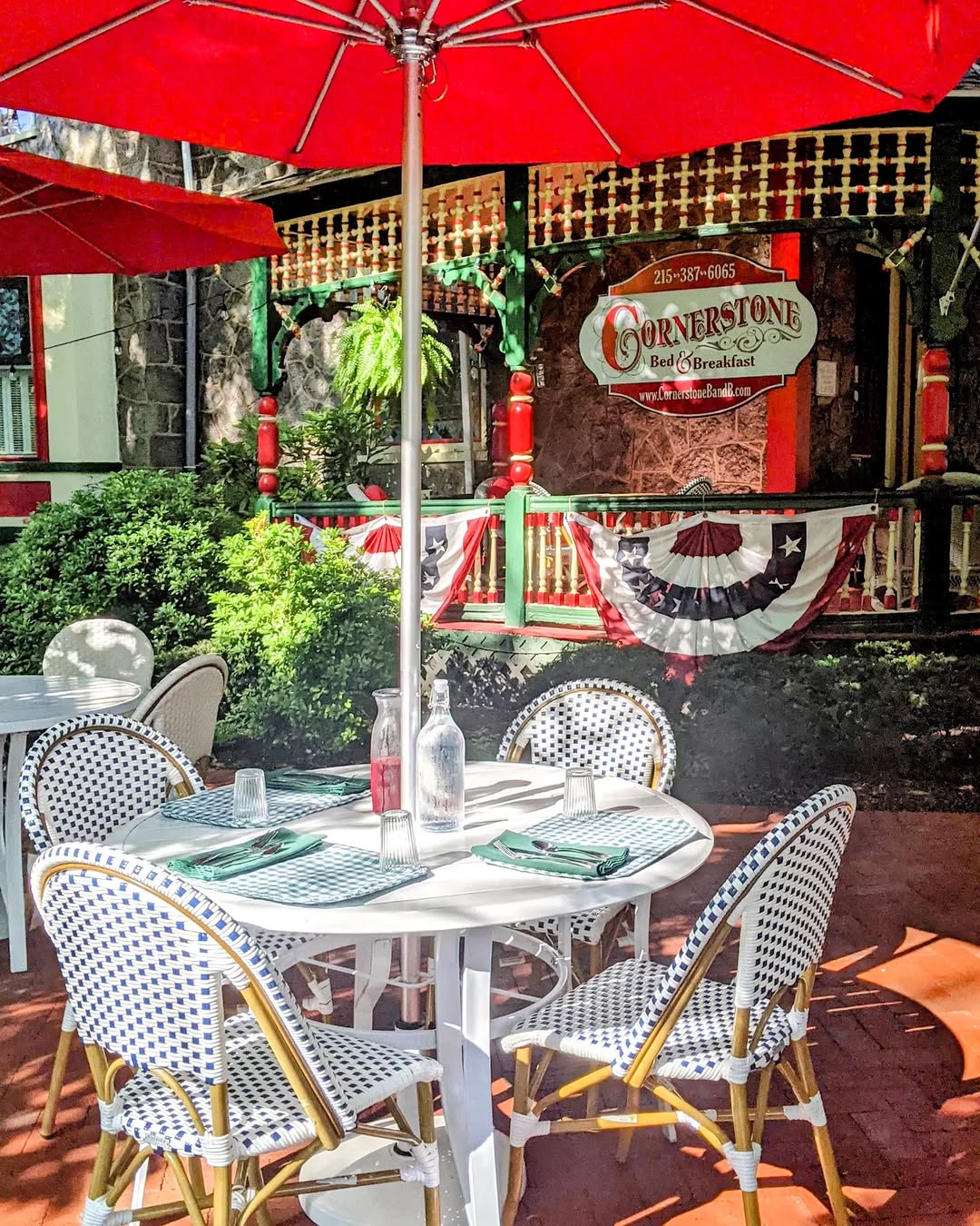 patio table at historic PA bed and breakfast