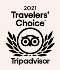 Small circle logo with text Traveler's Choice